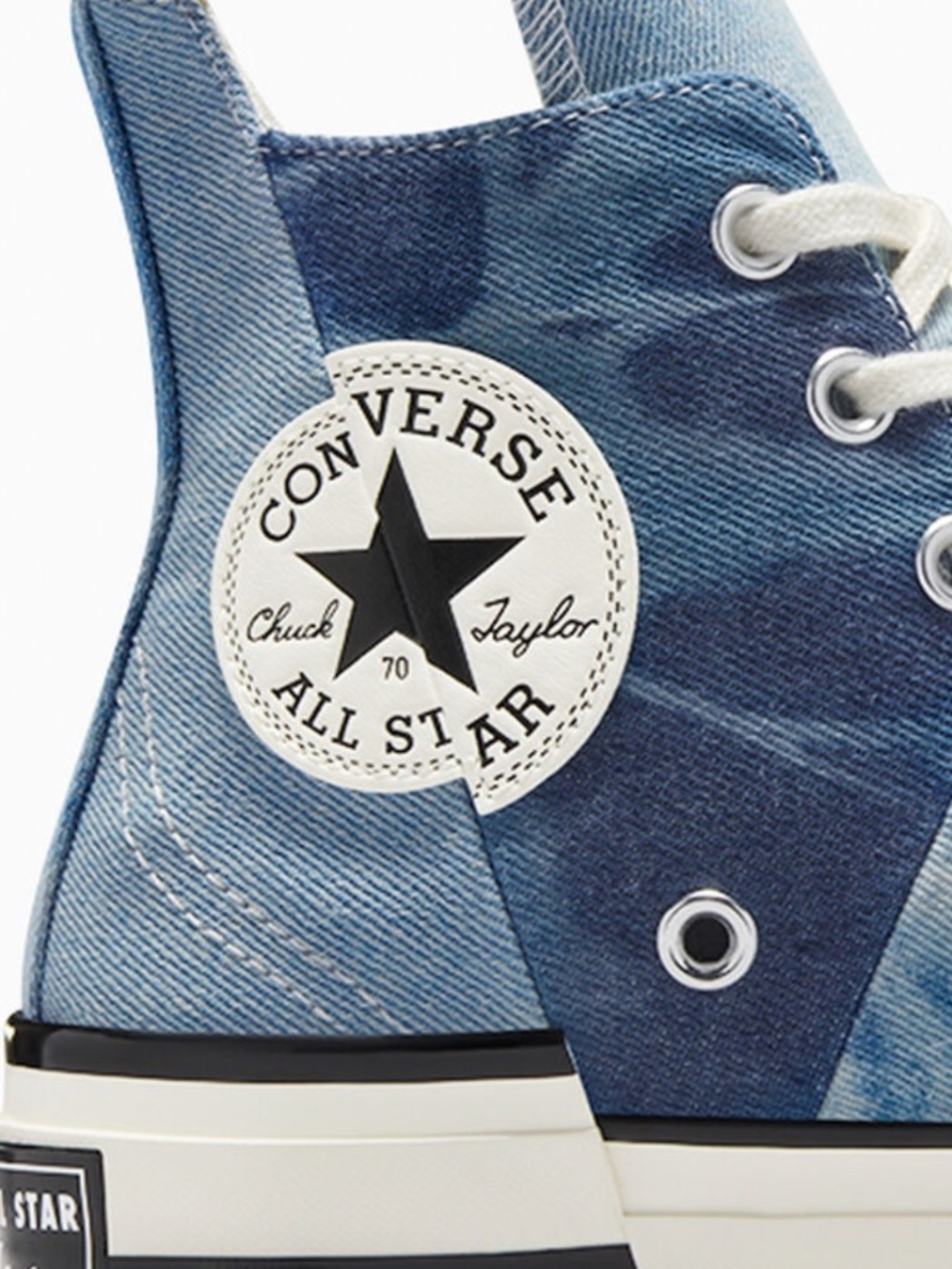 NEW Chuck 70 Plus Distressed Denim Converse Denim Patchwork High Top - 10 W 8 M - Picture 11 of 13